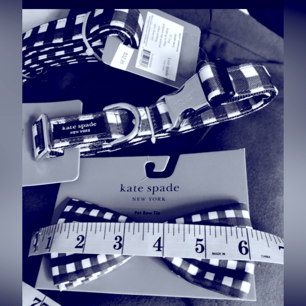 🐶 Kate Spade ♠️ Bow Tie, Leash and Collar, both Large. Tie 5” too precious! - Picture 2 of 6